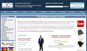 The Big Man's Shop Website (screenshot)