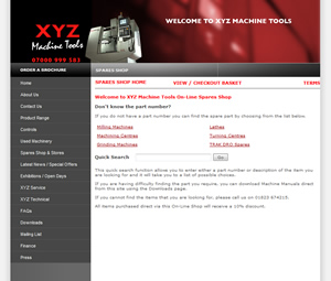XYZ Machine Tool's Website (screenshot)