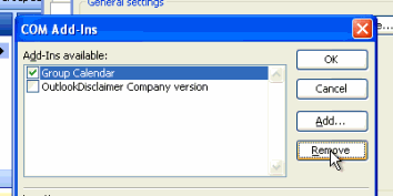 Select GroupCalendar&trade; and click Remove