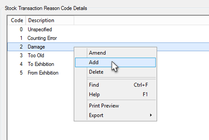 Create Reason Codes for Stock Movements using axis diplomat 2020