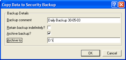 Copy data to Security Backup