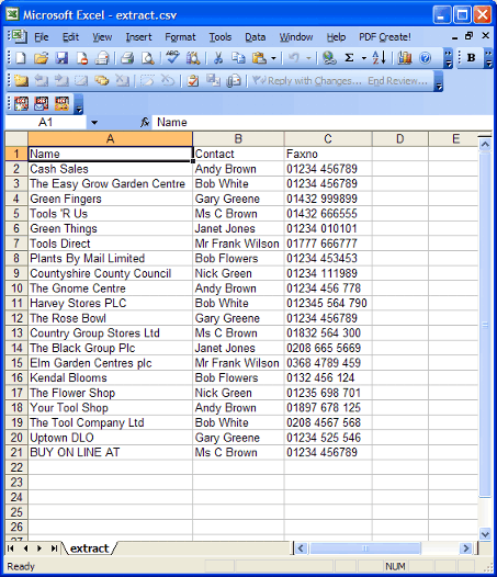 Excel Screen shot